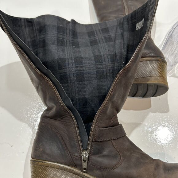 Keen of Scots Brown Nubuck Leather Wedge Riding Boots Buckle Zip Up Women's 8.5 - Picture 16 of 16